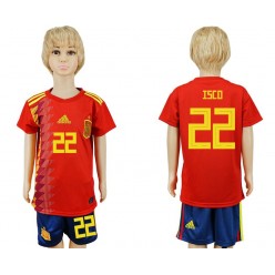 Spain 22 ISCO Youth Home 2018 FIFA World Cup Soccer Jersey