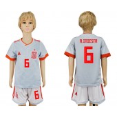 Spain 6 INIESTA Away Youth 2018 FIFA World Cup Soccer Jersey