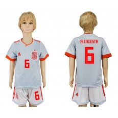 Spain 6 INIESTA Away Youth 2018 FIFA World Cup Soccer Jersey