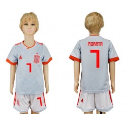 Spain 7 MORATA Away Youth 2018 FIFA World Cup Soccer Jersey