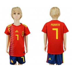 Spain 7 MORATA Youth Home 2018 FIFA World Cup Soccer Jersey