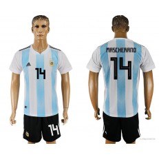 Argentina 14 MASCHERANO Home 2018 FIFA World Cup Soccer Jersey