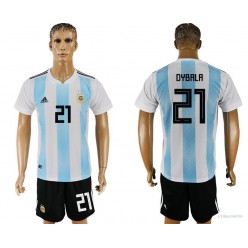 Argentina 21 DYBALA Home 2018 FIFA World Cup Soccer Jersey