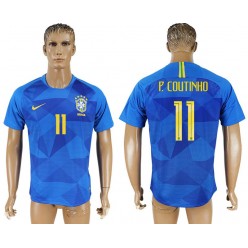 Brazil 11 COUTINHO Away 2018 FIFA World Cup Soccer Thailand Soccer Jersey