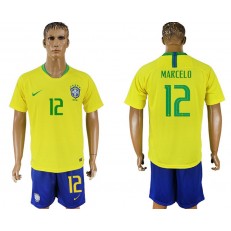 Brazil 12 MARCELO Home 2018 FIFA World Cup Soccer Jersey