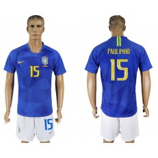 Brazil 15 PAULINHO Away 2018 FIFA World Cup Soccer Jersey