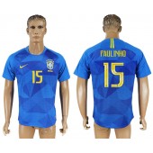 Brazil 15 PAULINHO Away 2018 FIFA World Cup Soccer Thailand Soccer Jersey