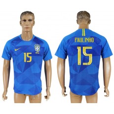 Brazil 15 PAULINHO Away 2018 FIFA World Cup Soccer Thailand Soccer Jersey