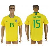 Brazil 15 PAULINHO Home 2018 FIFA World Cup Soccer Thailand Soccer Jersey