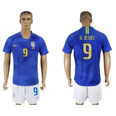 Brazil 9 JESUS Away 2018 FIFA World Cup Soccer Jersey