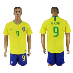 Brazil 9 JESUS Home 2018 FIFA World Cup Soccer Jersey