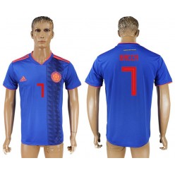 Colombia 7 BACCA Away 2018 FIFA World Cup Soccer Thailand Soccer Jersey