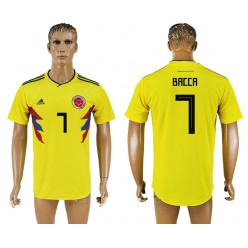 Colombia 7 BACCA Home 2018 FIFA World Cup Soccer Thailand Soccer Jersey