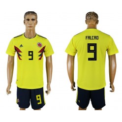 Colombia 9 FALCAO Home 2018 FIFA World Cup Soccer Jersey