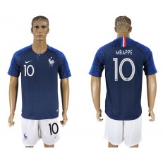 France 10 MBAPPE Home 2018 FIFA World Cup Soccer Jersey