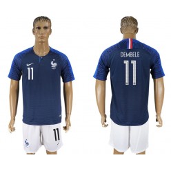 France 11 DEMBELE Home 2018 FIFA World Cup Soccer Jersey