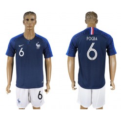 France 6 POGBA Home 2018 FIFA World Cup Soccer Jersey