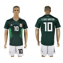 Mexico 10 DOS SANTOS Home 2018 FIFA World Cup Soccer Jersey
