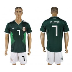Mexico 7 LAYUN Home 2018 FIFA World Cup Soccer Jersey