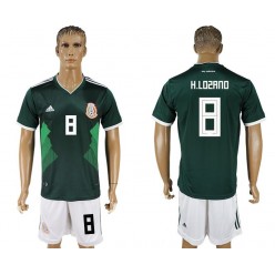 Mexico 8 LOZANO Home 2018 FIFA World Cup Soccer Jersey