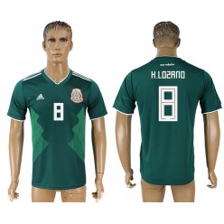 Mexico 8 LOZANO Home 2018 FIFA World Cup Thailand Soccer Jersey