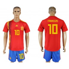 Spain 10 FABREGAS Home 2018 FIFA World Cup Soccer Jersey