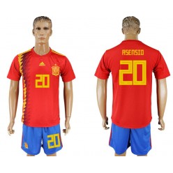 Spain 20 ASENSIO Home 2018 FIFA World Cup Soccer Jersey