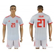 Spain 21 SILVA Away 2018 FIFA World Cup Soccer Jersey