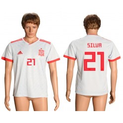 Spain 21 SILVA Away 2018 FIFA World Cup Soccer Thailand Soccer Jersey