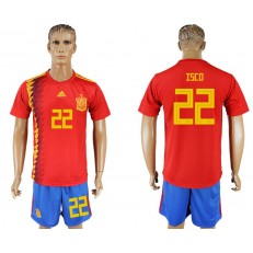 Spain 22 ISCO Home 2018 FIFA World Cup Soccer Jersey