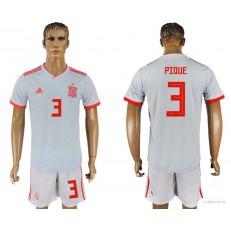 Spain 3 PIQUE Away 2018 FIFA World Cup Soccer Jersey