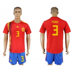 Spain 3 PIQUE Home 2018 FIFA World Cup Soccer Jersey