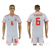 Spain 6 A. INIESTA Away 2018 FIFA World Cup Soccer Jersey