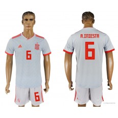 Spain 6 A. INIESTA Away 2018 FIFA World Cup Soccer Jersey