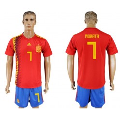 Spain 7 MORATA Home 2018 FIFA World Cup Soccer Jersey