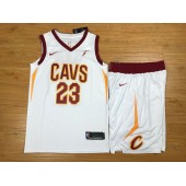 Cleveland Cavaliers 23 Lebron James White Nike Swingman Men Jersey With Shorts