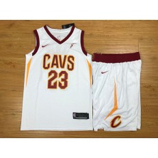 Cleveland Cavaliers 23 Lebron James White Nike Swingman Men Jersey With Shorts