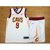 Cleveland Cavaliers 9 Dwyane Wade White Nike Swingman Men Jersey With Shorts