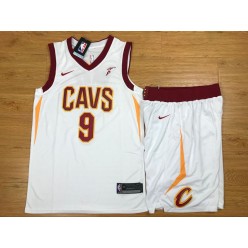 Cleveland Cavaliers 9 Dwyane Wade White Nike Swingman Men Jersey With Shorts