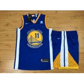 Golden State Warriors 11 Klay Thompson Blue Player Version Nike Swingman Men Jersey With Shorts