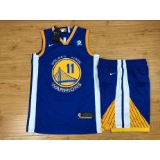Golden State Warriors 11 Klay Thompson Blue Player Version Nike Swingman Men Jersey With Shorts