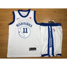 Golden State Warriors 11 Klay Thompson White Fashion Current Player Hardwood Classics Nike Men Jersey With Shorts