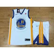 Golden State Warriors 11 Klay Thompson White Player Version Nike Swingman Men Jersey With Shorts