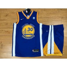 Golden State Warriors 30 Stephen Curry Blue Player Version Nike Swingman Men Jersey With Shorts