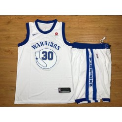 Golden State Warriors 30 Stephen Curry White Fashion Current Player Hardwood Classics Nike Men Jersey With Shorts