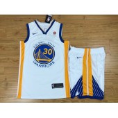 Golden State Warriors 30 Stephen Curry White Player Version Nike Swingman Men Jersey With Shorts