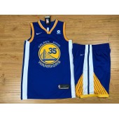 Golden State Warriors 35 Kevin Durant Blue Player Version Nike Swingman Men Jersey With Shorts