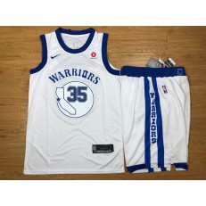 Golden State Warriors 35 Kevin Durant White Fashion Current Player Hardwood Classics Nike Men Jersey With Shorts