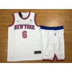 New York Knicks 6 Kristaps Porzingis White Nike Swingman Men Jersey With Shorts