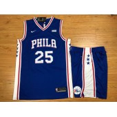 Philadelphia 76ers 25 Ben Simmons Blue Nike Swingman Men Jersey With Shorts